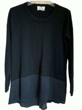 Allude Black Cashmere Sweater Women’s Small Silk Chiffon Shirttail Quiet Luxury
